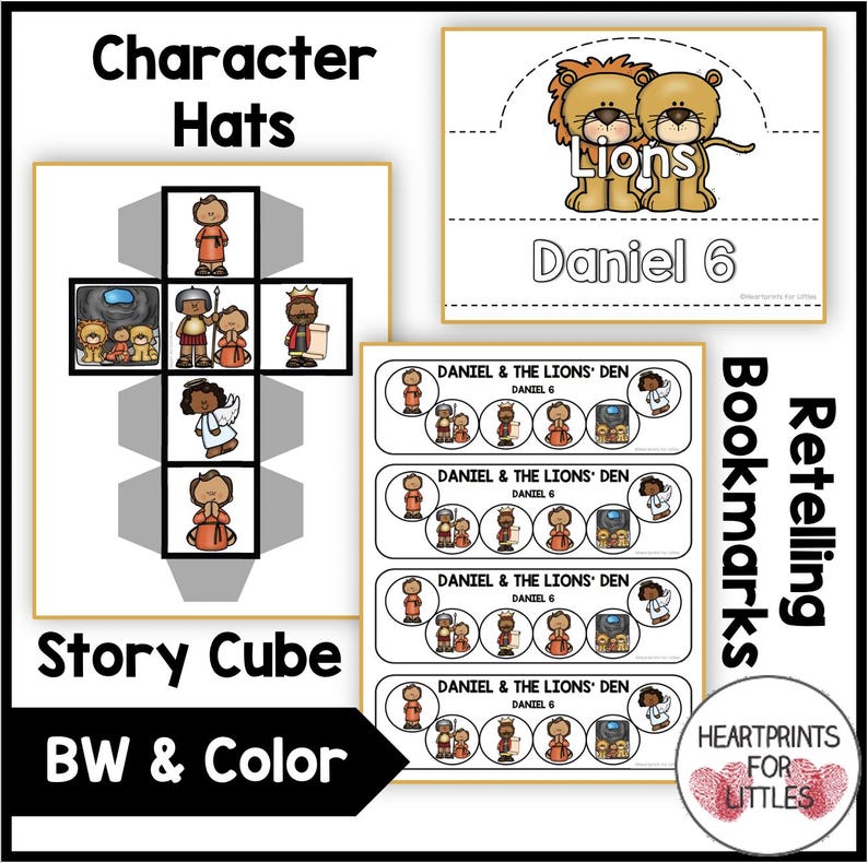 Daniel and the Lions' Den Bible Story Retelling Activities (digital ...