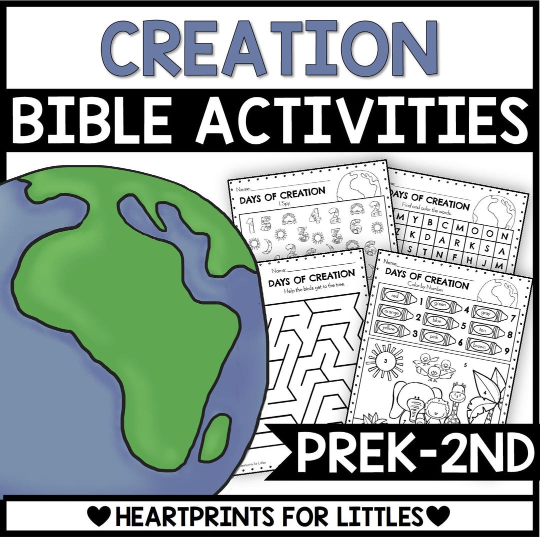 7 Days of Creation Bible Worksheets, Genesis Creation Story Activities ...