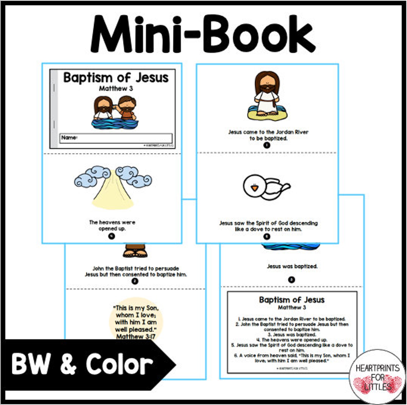 Baptism of Jesus Bible Story Sequencing Activities for Kids Etsy UK