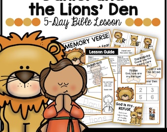 Daniel and the Lions&#39; Den Bible Lesson, Homeschool & Sunday School Activities (Digital Download)