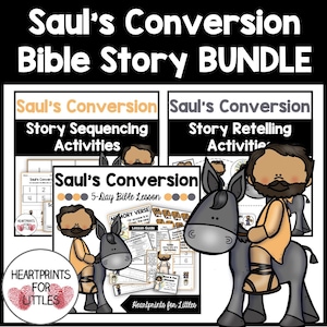 Saul&#39;s Conversion Bible Story Bundle: Sequencing & Retelling Activities (Digital Download)
