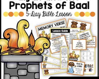 Lezione biblica su Elia e i profeti di Baal, 1 Re 18, attività per la scuola domestica e la scuola domenicale (download digitale)