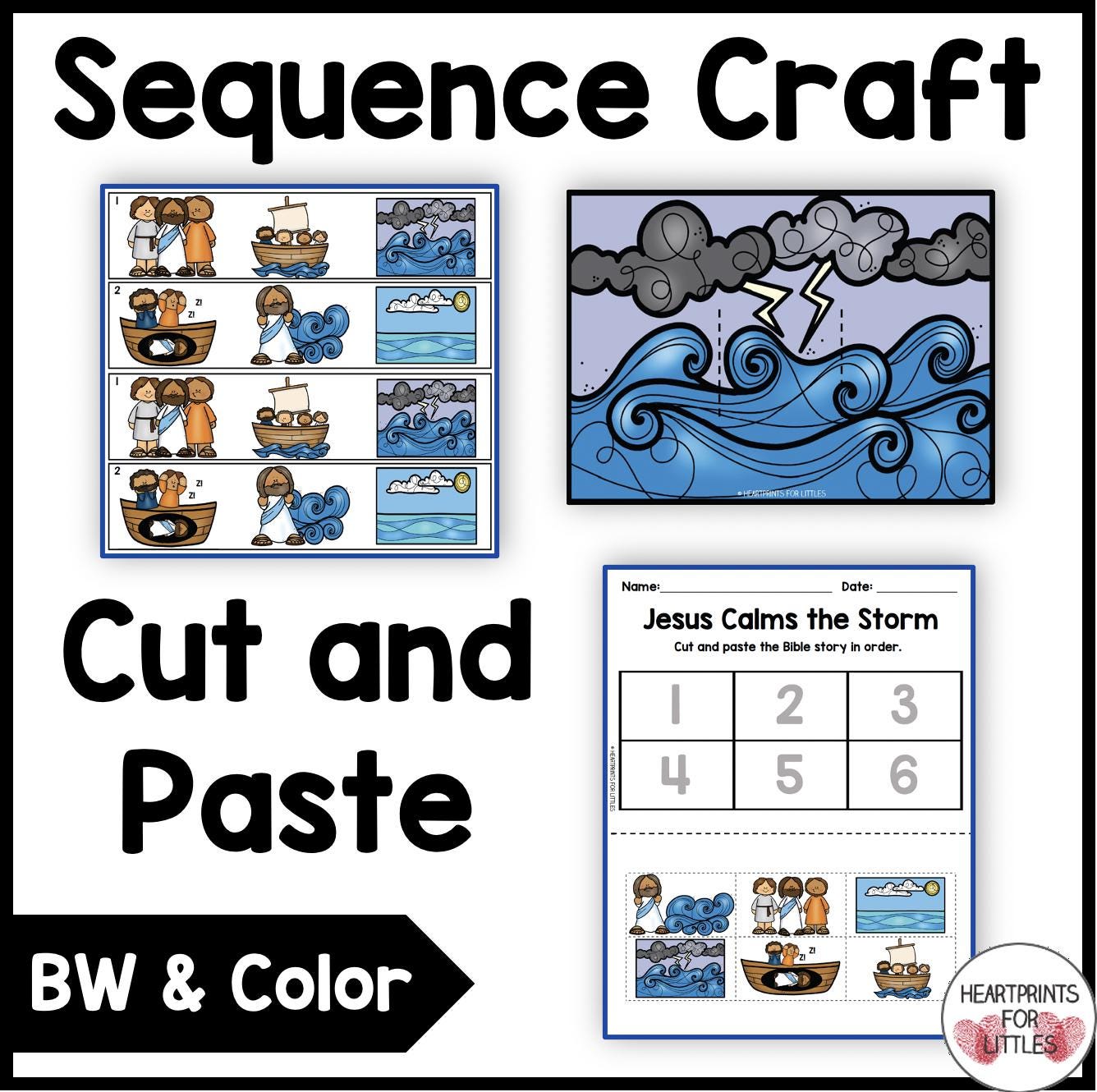 Jesus Calms the Storm Bible Story Sequencing Activities (digital ...