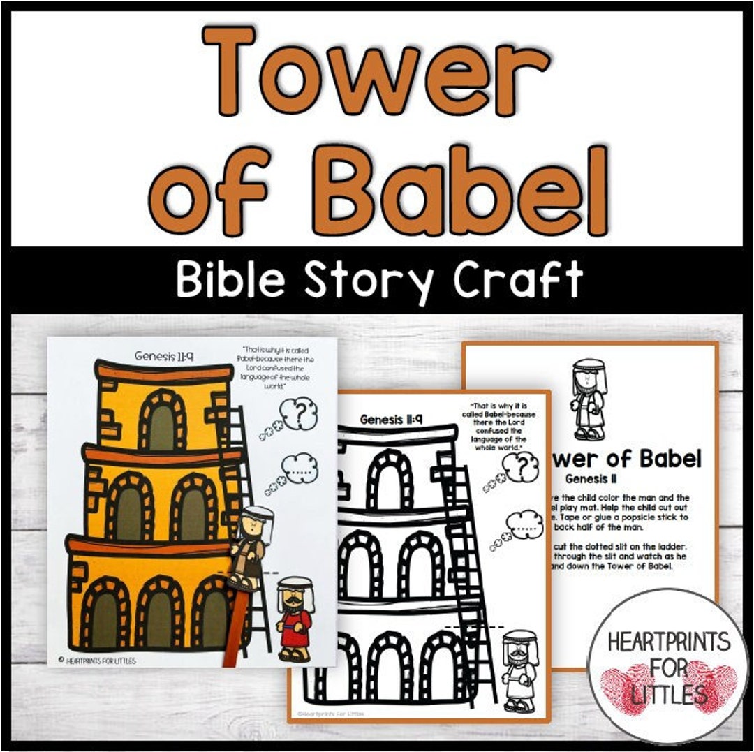 Tower of Babel Bible Craft for Kids, Sunday School Craft, Church Activity, Homeschool - Etsy for Free Printable Tower Of Babel Activities