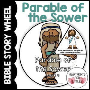 The Parable of the Sower Bible Story Wheel, Bible Story Craft, Sunday School Activity