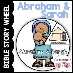 Abraham and Sarah Bible Story Wheel, Genesis 18 and 21, Bible Craft, Sunday School Activity