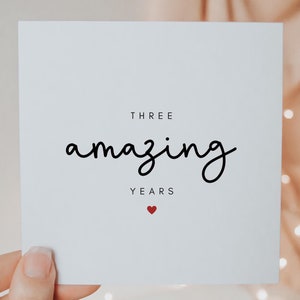 夫と妻のためのパーソナライズされた3周年記念カード、素晴らしい結婚3周年、彼と彼女のための記念日のグリーティングカード