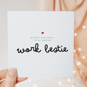 Joyeux anniversaire à une carte d'anniversaire de meilleure amie au travail incroyable, carte minimaliste, carte d'anniversaire pour collègue,