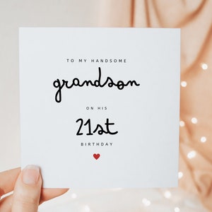 Für meinen hübschen Enkel zu seiner 21. Geburtstagskarte, einundzwanzigste Geburtstagsgeschenke für Enkel ihn, niedliches minimales personalisiertes Kartengeschenk