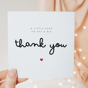 Personalisierte minimale einfache Dankeskarte, eine kleine Karte, um ein großes Dankeschön zu sagen, unterstützende Grußkarte für Freund Schwester Bruder Mama Papa