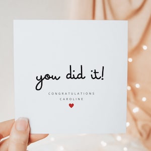 Personalized You did it! Congratulations Greeting Card, Achievement Well Done Graduation Card, New Job Milestone Congratulatory Card