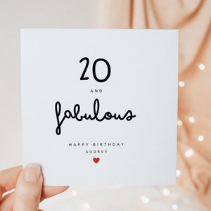 20 et fabuleuse carte de joyeux 20 ans, 20 cadeaux d'anniversaire pour sa fille, soeur maman tante grand-mère, cadeau carte personnalisé minimal