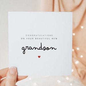 Gefeliciteerd met je prachtige nieuwe kleinzoonkaart, nieuwe kaart voor pasgeboren grootouders, welkom babyjongen kleinzoon gepersonaliseerd cadeau aandenken