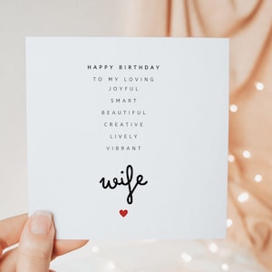 Carte de joyeux anniversaire à ma femme aimante, cadeaux d'anniversaire pour elle de la part de la femme de son mari, cadeau de carte personnalisé minimal mignon réfléchi