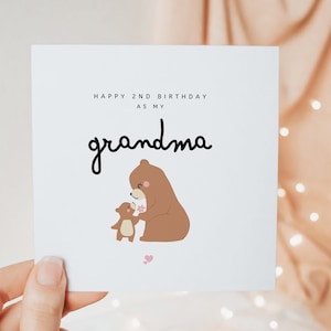 Feliz 2º aniversário como minha avó, Primeiro aniversário como minha avó, Cartão para a avó do neto bebê, Lembrança fofa e minimalista personalizada