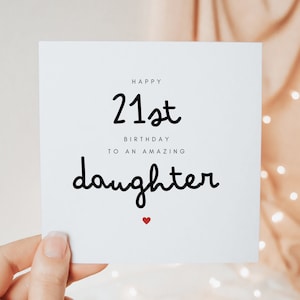 Carte de joyeux 21e anniversaire à une fille incroyable, cadeaux de 21e anniversaire pour sa fille, cadeau de carte personnalisé minimal mignon