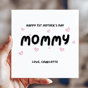 Cartão de feliz 1º dia das mães, cartões de presente de dia das mães para ela, cartões fofos para mamãe de bebê, filha, filho, cartão de presente personalizado