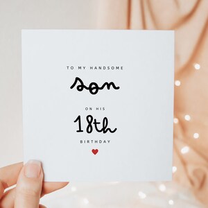 À mon beau fils sur sa carte d'anniversaire de 18 ans, cadeaux de dix-huitième anniversaire pour son fils lui, cadeau de carte personnalisé minimal mignon