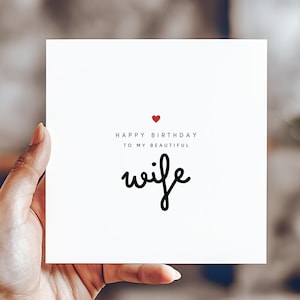 Feliz aniversário para minha linda esposa, cartões fofos e minimalistas para ela, cartões de felicitações de presente de aniversário, presentes para ela, cartão de presente personalizado