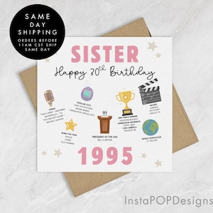 Personalized 30th Birthday Card Sister, 30th Birthday Card, 30th Birthday Gift for Sister, Thirtieth Birthday for Sister, Her, Best Friend