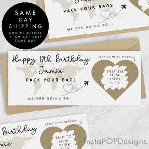 Carte à gratter d'anniversaire dorée personnalisée, bon d'achat, chèque-cadeau, cadeau d'anniversaire à gratter, cadeau de vacances surprise pour la Saint-Valentin