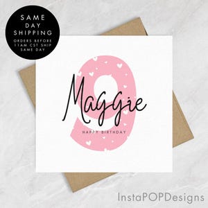 Roze 9e verjaardagskaart voor meisje, speciale verjaardagskaart voor dochter, verjaardagscadeau voor dochter, verjaardagscadeau dochter ELKE LEEFTIJD