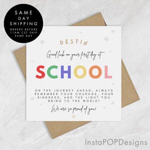 Personalized Good Luck Card for School, First Day of School Card for Son, Nephew, Daughter, Niece, Boy, Girl, Starting School Card