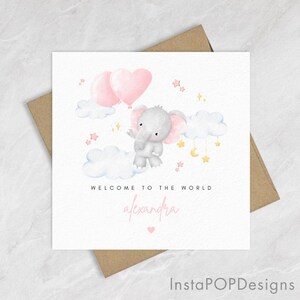 Tarjeta de felicitación con el mensaje "Bienvenido al mundo" en color rosa para anunciar un embarazo sorpresa, tarjeta para nuevos padres y recién nacidos, regalo personalizado