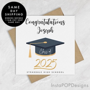 Cartão de formatura personalizado, cartão de presente de formatura, cartão de felicitações feito à mão para a turma de 2025