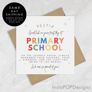Personalized Good Luck Card for Primary School, First Day of School Card for Son, Nephew, Daughter, Niece, Boy, Girl, Starting School Card