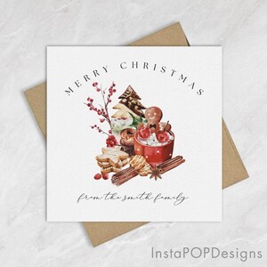 Biglietto di auguri di Buon Natale, biglietto di buone feste, grazioso biglietto di Natale ad acquerello per amici e familiari, regalo di Natale personalizzato minimo