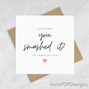 Gepersonaliseerde Minimal Simple So Proud of You Card, You Smashed It! Ondersteunende wenskaart voor vriend zus broer moeder vader echtgenoot vrouw