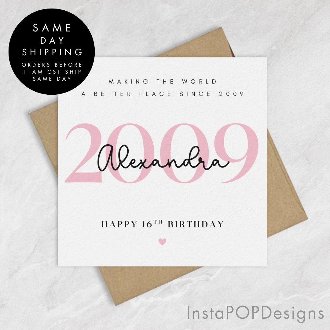 Personalised 16th Birthday Card Girl, Daughter 16th Birthday Card...