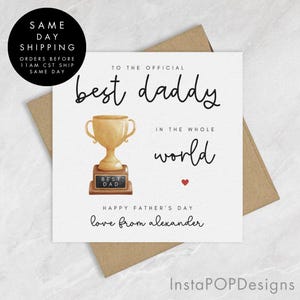 Tarjeta personalizada del Día del Padre, tarjeta para él, tarjeta para papá, tarjeta del Día del Padre, tarjeta de hija, tarjeta de hijo, el mejor papá del mundo