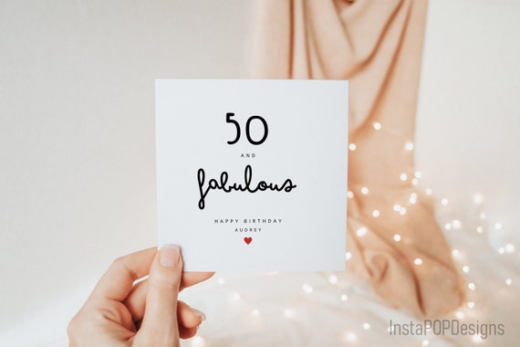 50 and Fabulous Happy 50th Birthday Card, Fiftieth Birthday Gifts