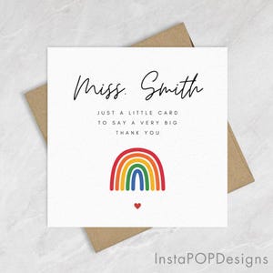 Cartão de agradecimento personalizado para professor, bonito, minimalista, simples, obrigado, professor assistente, cartão de felicitações de apoio para o fim do ano escolar