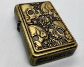 Skulls And Roses Flip Petrol Lighter With Lighter Tin