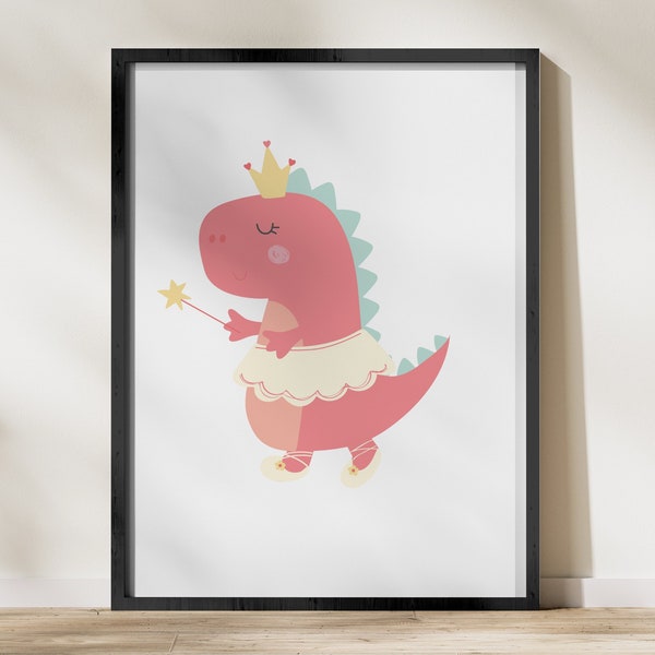 Tutu Princess, Dinosaur Collection Prints, Children's Bedroom Prints, Kids Playroom Prints, Girls and Boys Dinosaur Prints, Dinosaur Print