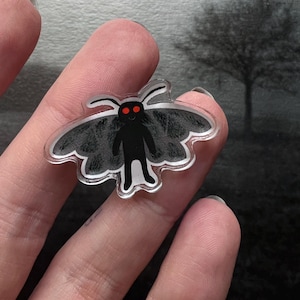 Mothman Pin - Moth Man Cute collectible Cryptid Paranormal - Friend Gift  - Retro Style Illustrarion - Acrylic Pin for Pin Collection
