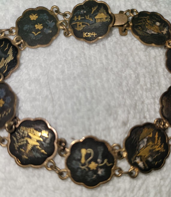 Vintage Japanese Damascene KOMAI Bracelet 10 Scen… - image 2