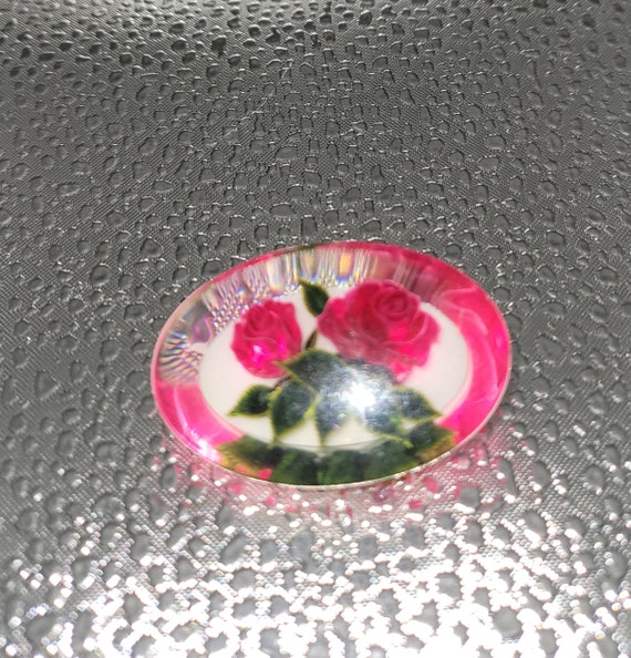 Lucite Flower Brooch Vintage Rose