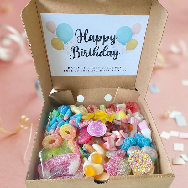 BIRTHDAY Sweet Box Pick N Mix, Birthday Sweets, Birthday Gift, Sweet Hamper, Personalised, Happy Birthday, 1kg, Party Sweets, Gift Box