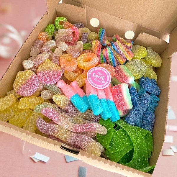 Fizzy pick and mix sweet box, Sweets, Gift, 1kg, Birthday, Sweet Hamper, Sour Sweets, Retro sweets, Personalised box, Pick n mix, Treat Box