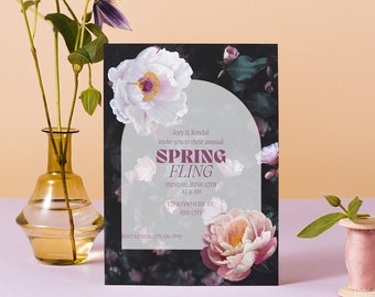 Spring Invitation Template, Floral, Spring Fling, Digital Instant Download