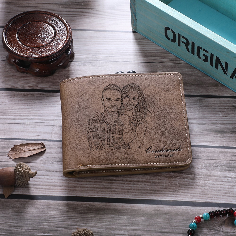 ENGRAVED MENS WALLET Slim Leather Wallet Personalized Etsy