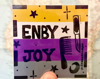 Enby Joy (3”x3” glossy vinyl sticker)