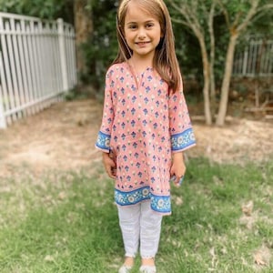 Kurta / Kameez / Túnica estampada para menina