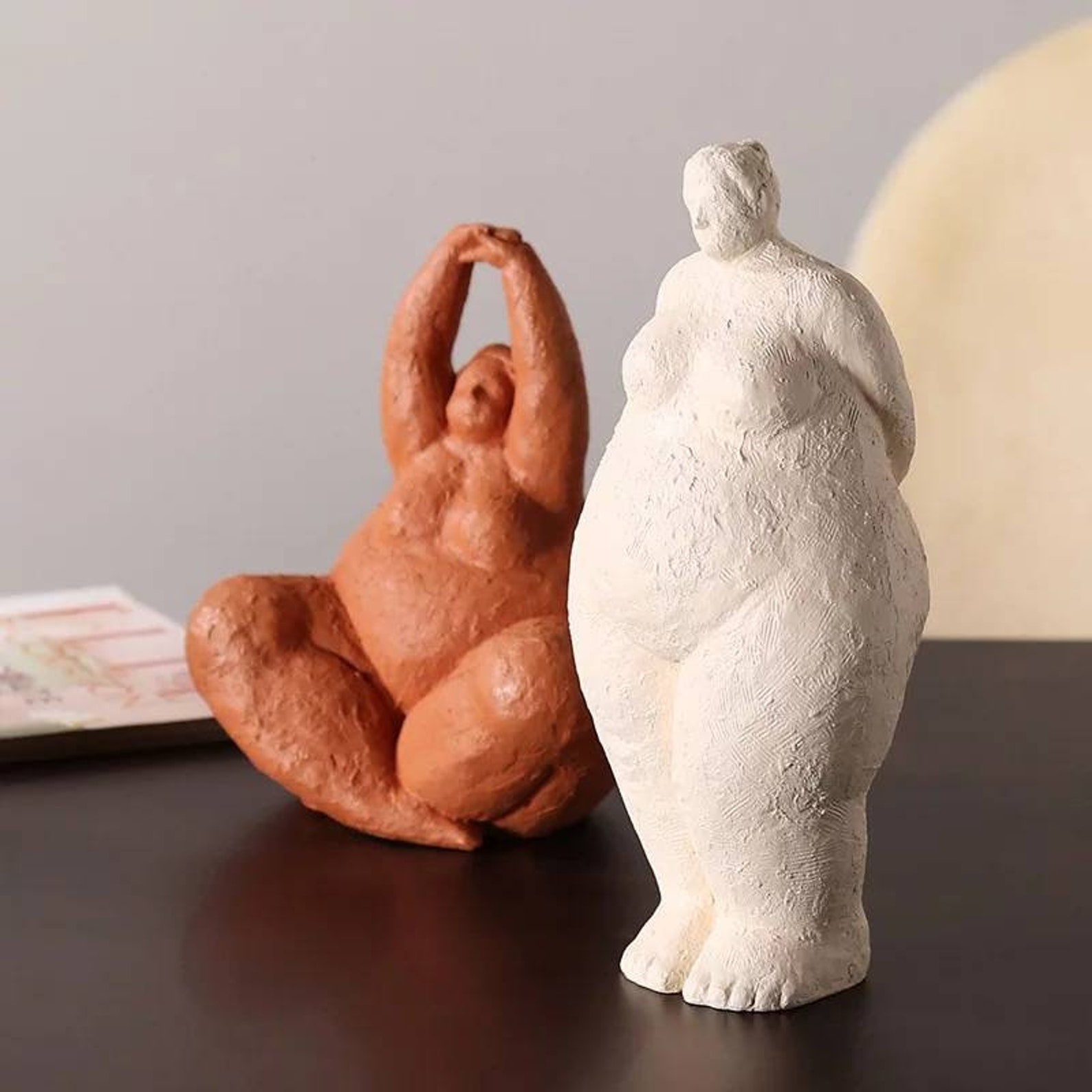 Abstract Fat Lady Figurines Vintage Woman Statue Tabletop Etsy
