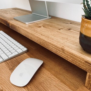 Rustic Wooden Monitor Riser Stand Desk Organiser Scaffold Board 6 Briwax Finishes image 9