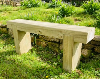 Wooden Garden Sleeper Bench | Rustic Patio Outdoor Seating | Various Sizes